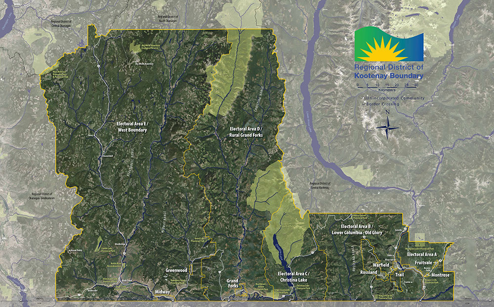 Regional District of kootenay boundary overall map